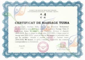 Diplôme massage chinois tuina médecine traditionnelle chinoise