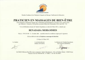 Certificat de massages de relaxation